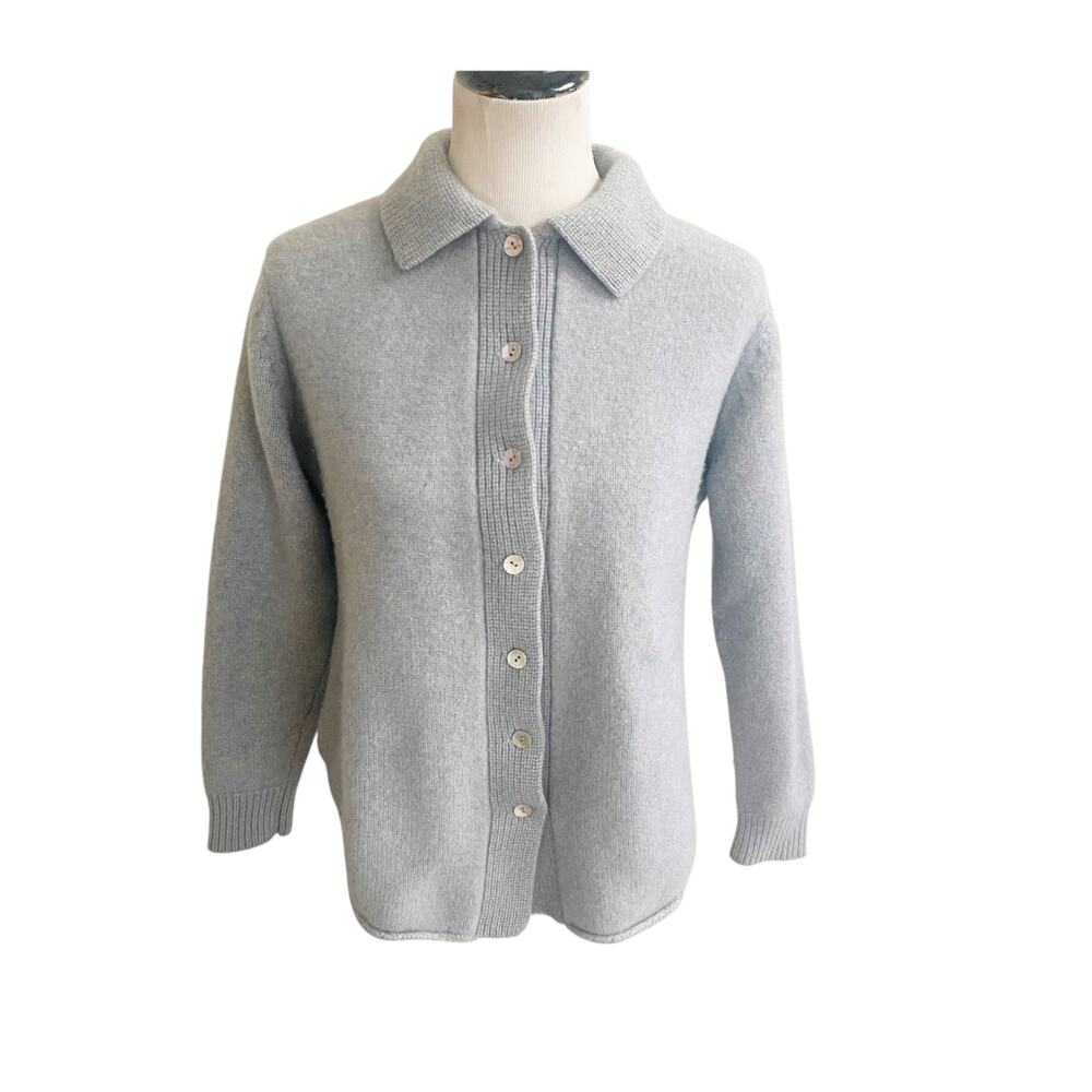 Vintage Penny Wallace Cardigan Sweater Women's M Light Blue Cashmere Luxury